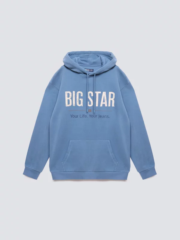 Bluza męska z kapturem z logo BIG STAR niebieska Ashlyno 402