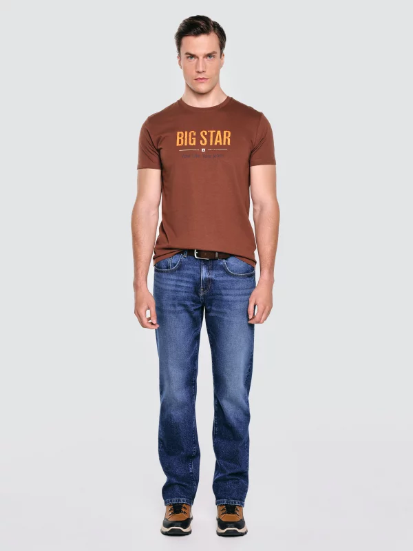 Koszulka męska o klasycznym kroju brązowa Bruno 804