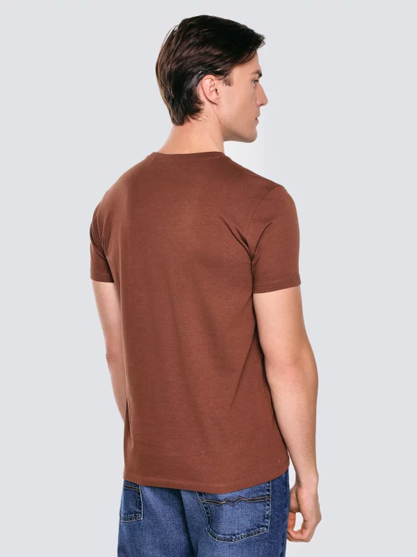 Koszulka męska o klasycznym kroju brązowa Bruno 804