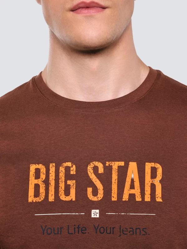 Koszulka męska o klasycznym kroju brązowa Bruno 804