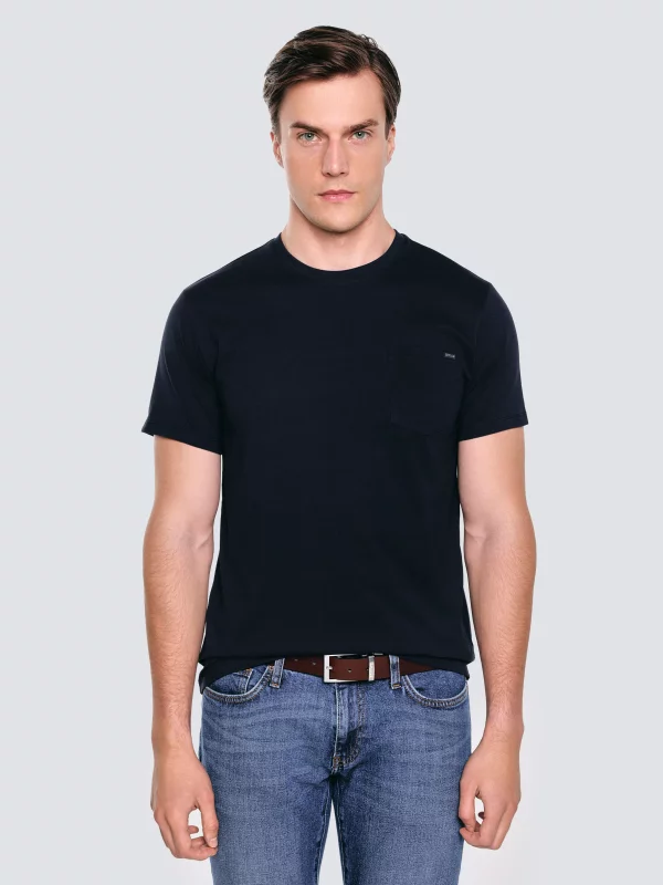 Koszulka męska z kieszonką granatowa Carbon 403