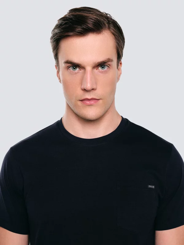 Koszulka męska z kieszonką granatowa Carbon 403