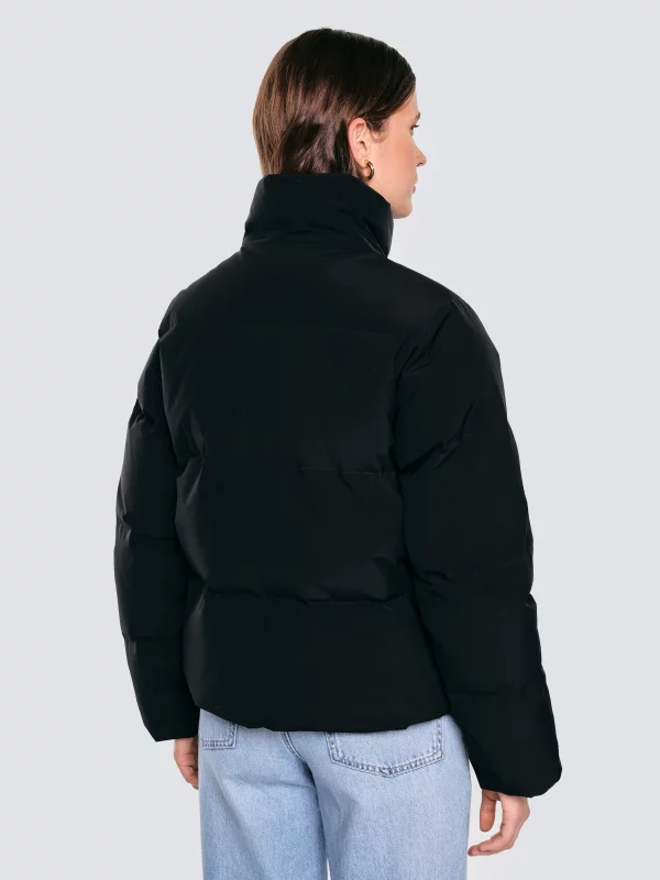 Kurtka damska oversize puchowa z naturalnym wypełnieniem czarna Dalia 906