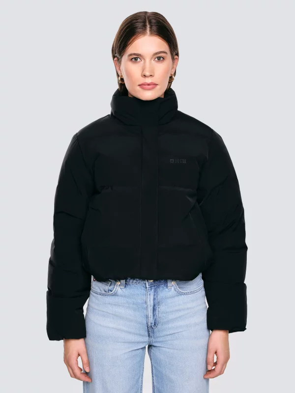 Kurtka damska oversize puchowa z naturalnym wypełnieniem czarna Dalia 906