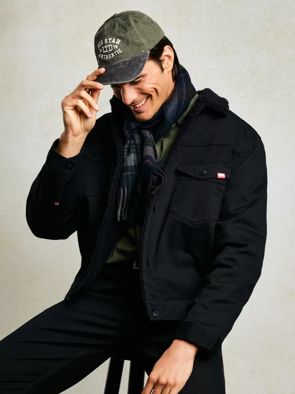 Kurtka męska jeansowa z futerkiem czarna Denver 915