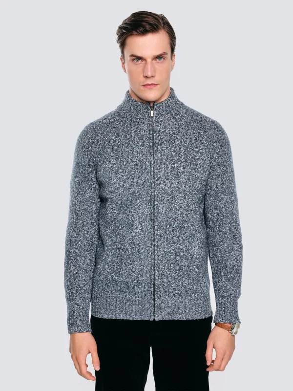 Sweter męski rozpinany melanżowy niebieski Dionis 402