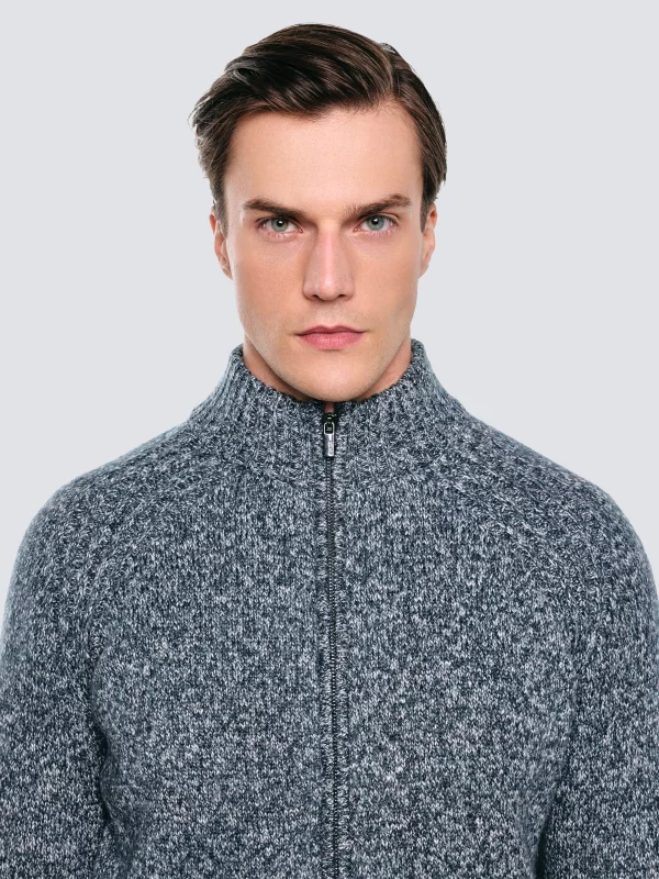 Sweter męski rozpinany melanżowy niebieski Dionis 402