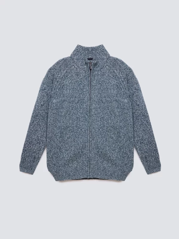 Sweter męski rozpinany melanżowy niebieski Dionis 402