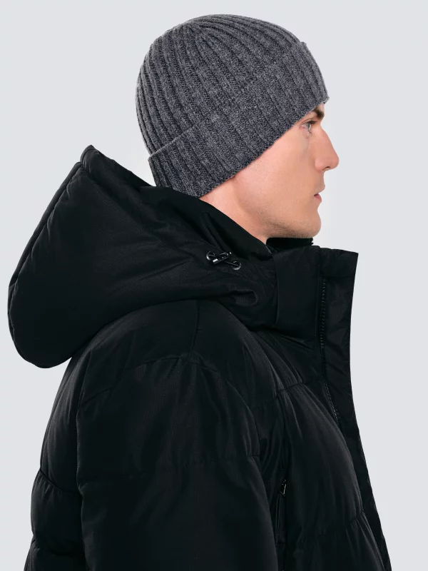 Czapka męska zimowa z dodatkiem wełny szara Haman 902