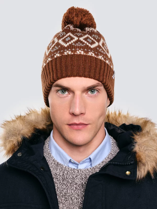 Czapka zimowa z pomponem brązowa Igory 804