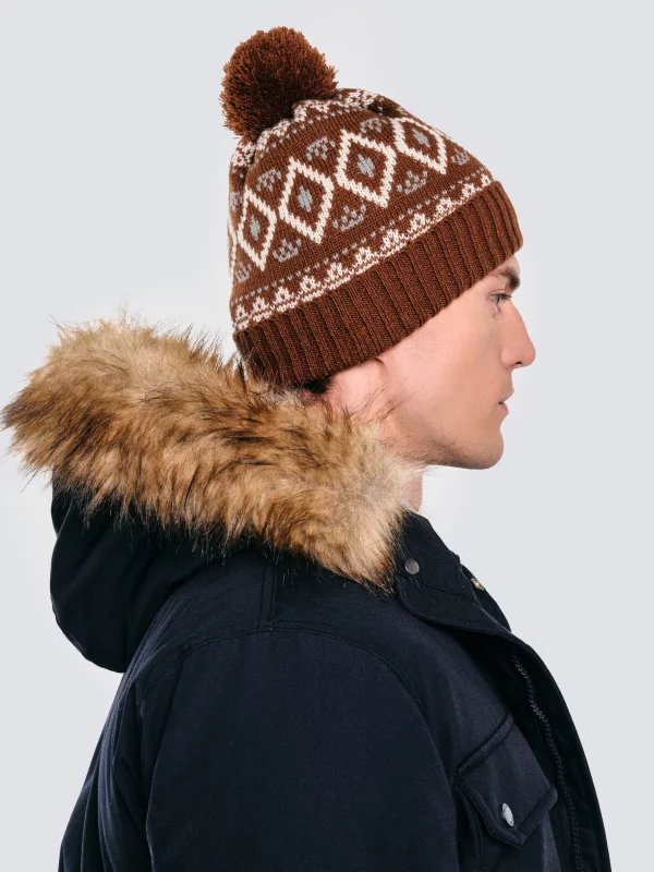 Czapka zimowa z pomponem brązowa Igory 804