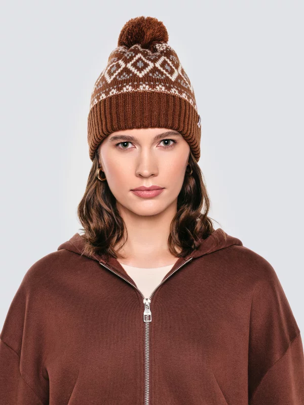 Czapka zimowa z pomponem brązowa Igory 804