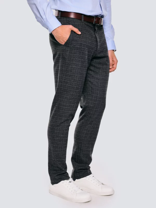 Spodnie męskie z kantem w kratę szare Jordini 903