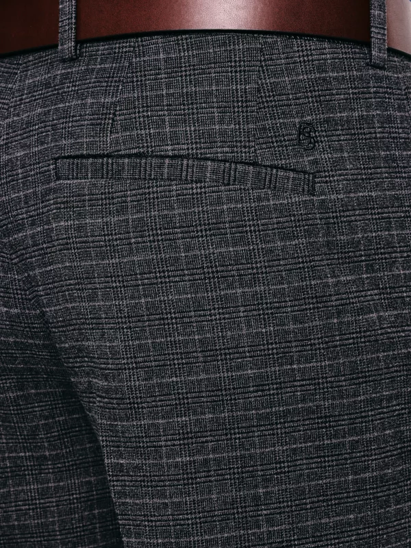 Spodnie męskie z kantem w kratę szare Jordini 903