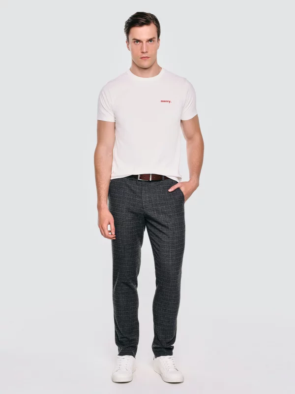 Koszulka męska z niewielkim nadrukiem na piersi biała Karr 100