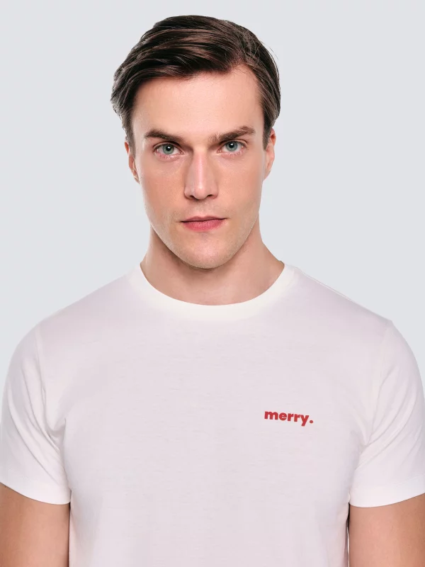 Koszulka męska z niewielkim nadrukiem na piersi biała Karr 100