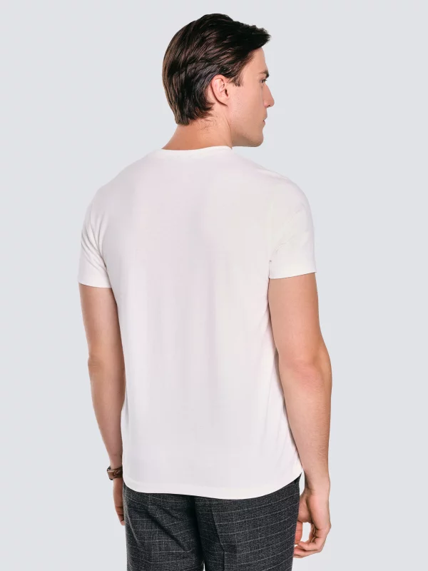 Koszulka męska z niewielkim nadrukiem na piersi biała Karr 100