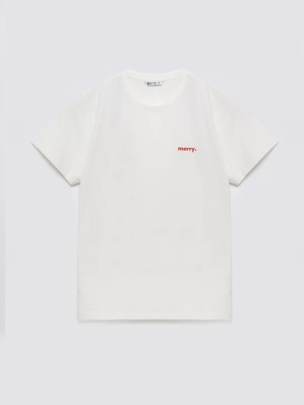 Koszulka męska z niewielkim nadrukiem na piersi biała Karr 100