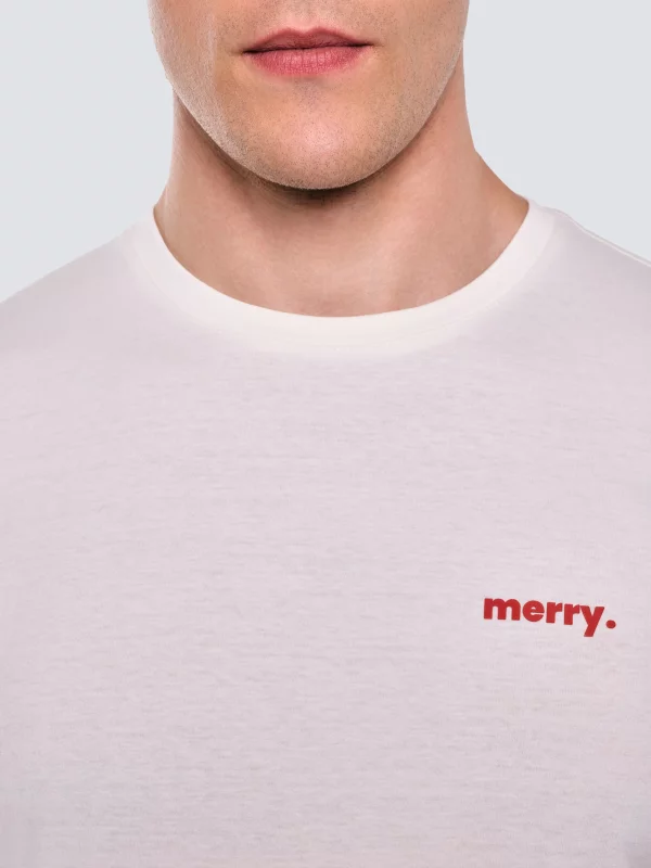 Koszulka męska z niewielkim nadrukiem na piersi biała Karr 100