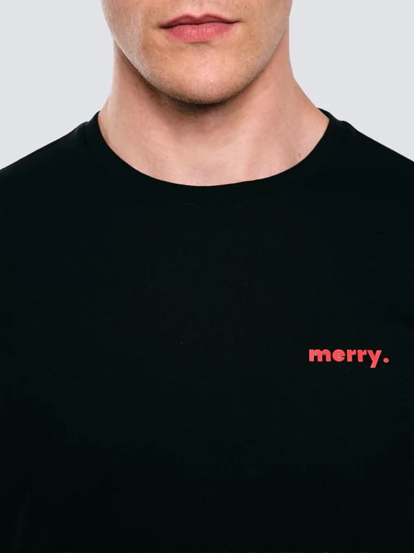 Koszulka męska z niewielkim nadrukiem na piersi czarna Karr 906