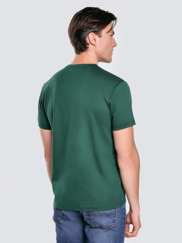 Koszulka męska z haftem na piersi zielona Keral 304