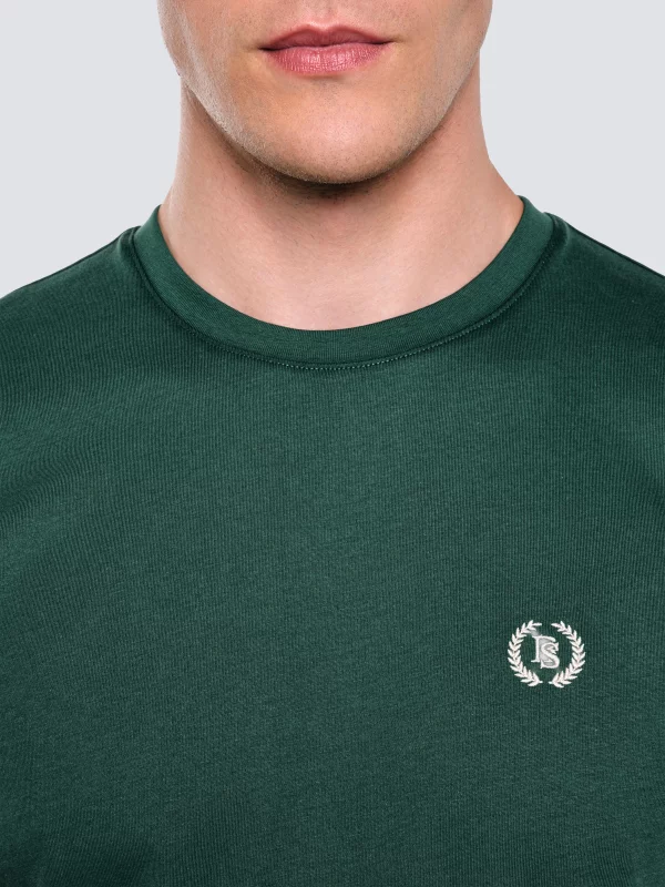 Koszulka męska z haftem na piersi zielona Keral 304