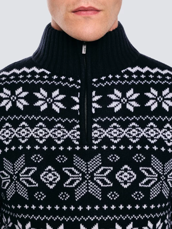 Sweter męski ze skandynawskim wzorem granatowy Kevino 403