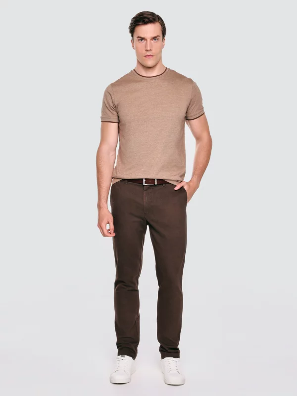 Koszulka męska melanżowa brązowa Lobber 804