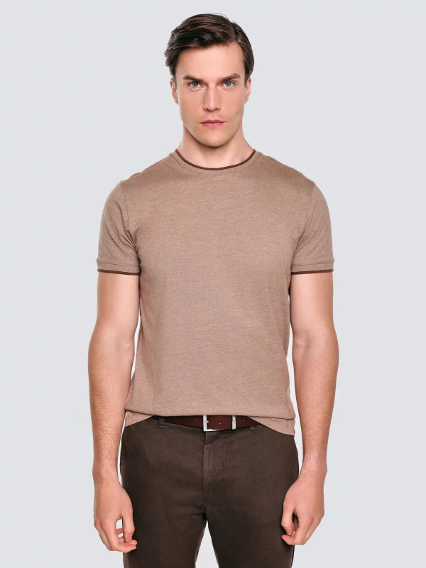 Koszulka męska melanżowa brązowa Lobber 804