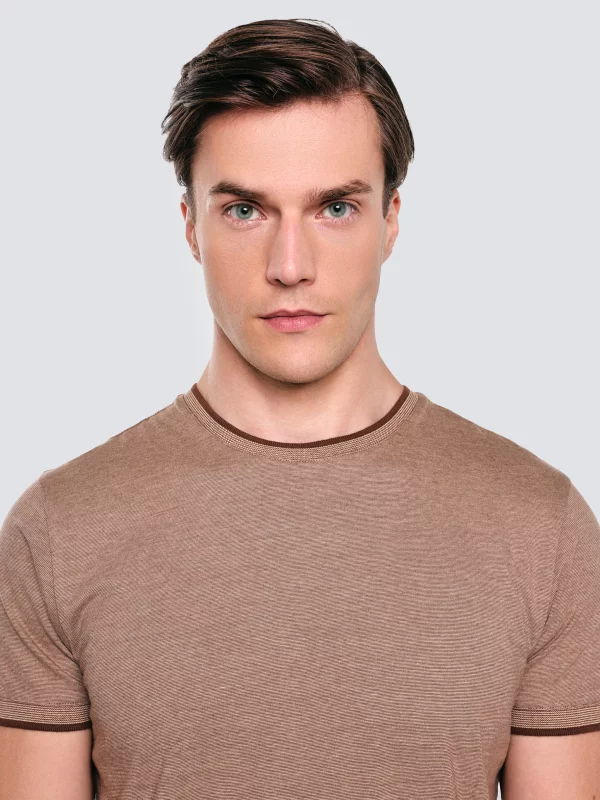 Koszulka męska melanżowa brązowa Lobber 804