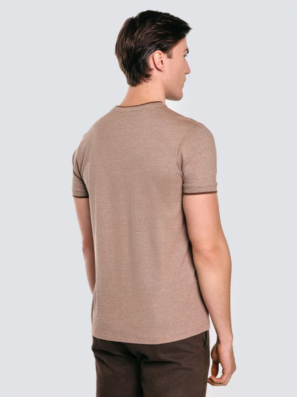 Koszulka męska melanżowa brązowa Lobber 804