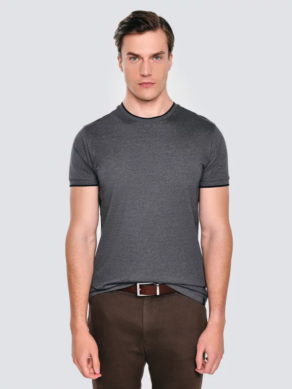 Koszulka męska melanżowa szara Lobber 906