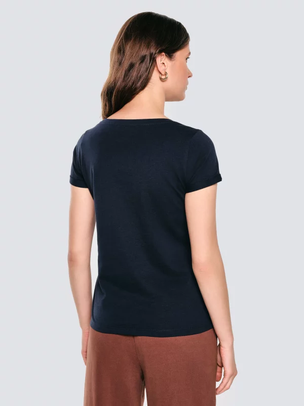 Koszulka damska z napisem z cyrkonii granatowa Malvina 403