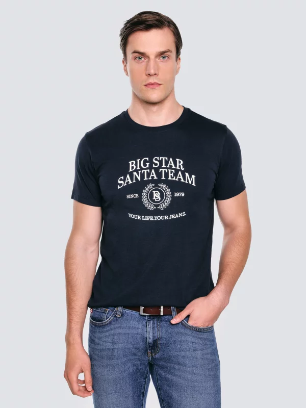 Koszulka męska z nadrukiem granatowa Marr 403