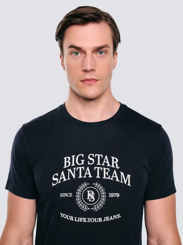 Koszulka męska z nadrukiem granatowa Marr 403