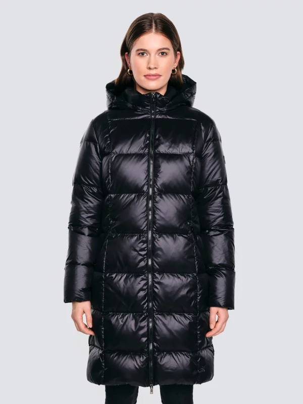 Płaszcz damski puchowy z naturalnym wypełnieniem czarny Melissa 906