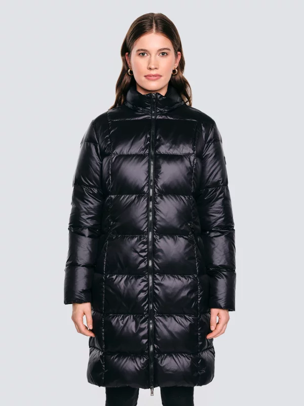 Płaszcz damski puchowy z naturalnym wypełnieniem czarny Melissa 906