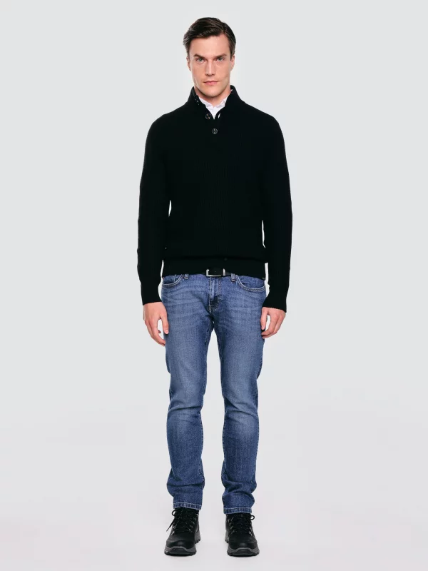 Sweter męski ze stójką czarny Neroni 906