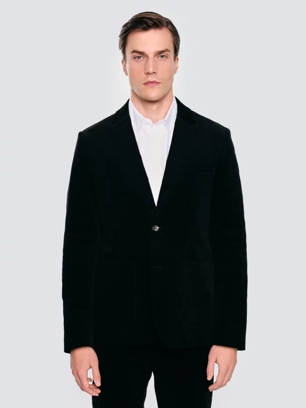 Marynarka męska sztruksowa czarna Pilos 906