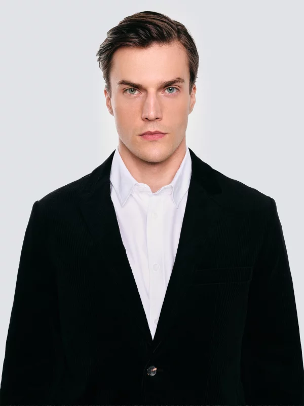 Marynarka męska sztruksowa czarna Pilos 906