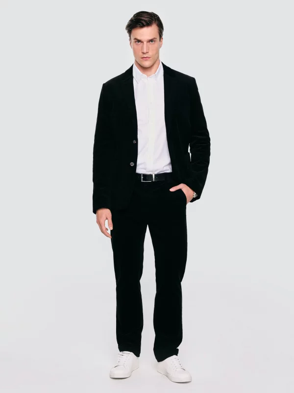 Marynarka męska sztruksowa czarna Pilos 906