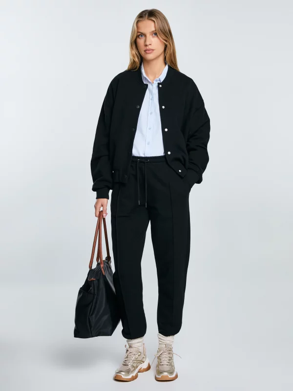 Spodnie damskie dresowe z przeszyciem czarne Pixelinap 906