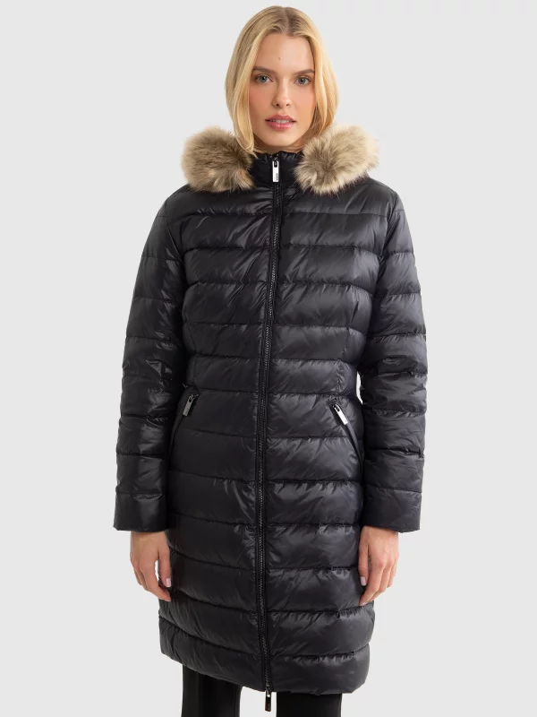 Płaszcz damski puchowy pikowany czarny Rosabel 906