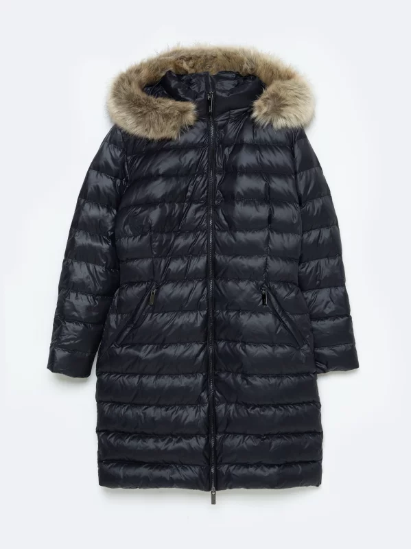 Płaszcz damski puchowy pikowany czarny Rosabel 906