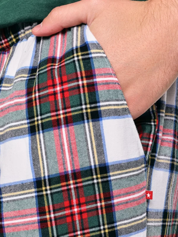 Spodnie piżamowe w kratę biało-czerwone Senmuniso 100