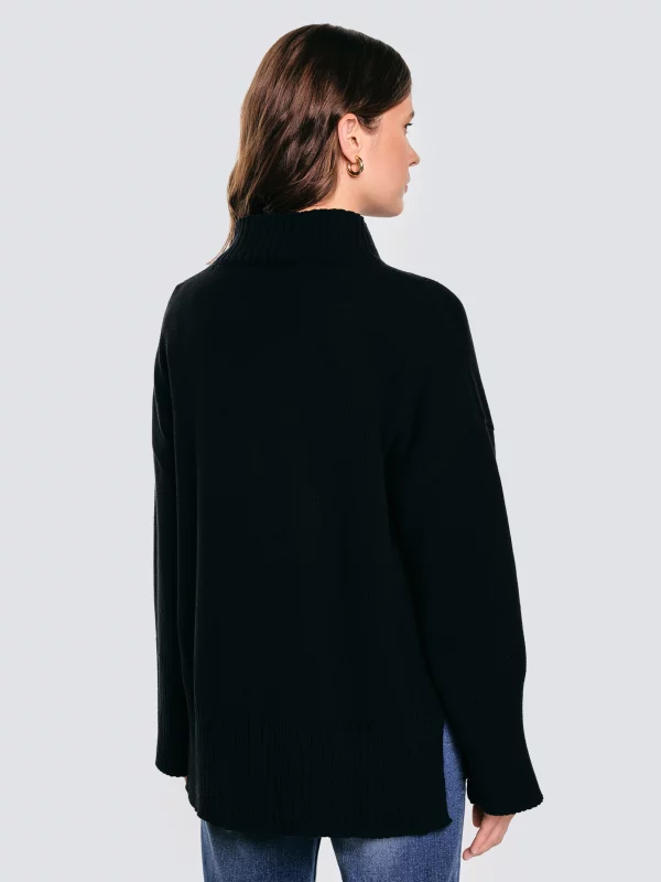 Sweter damski ze stójką oversize czarny Siena 906