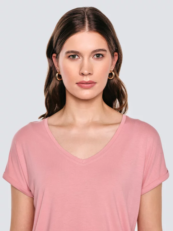 Koszulka damska o luźnym kroju różowa Valeria 601