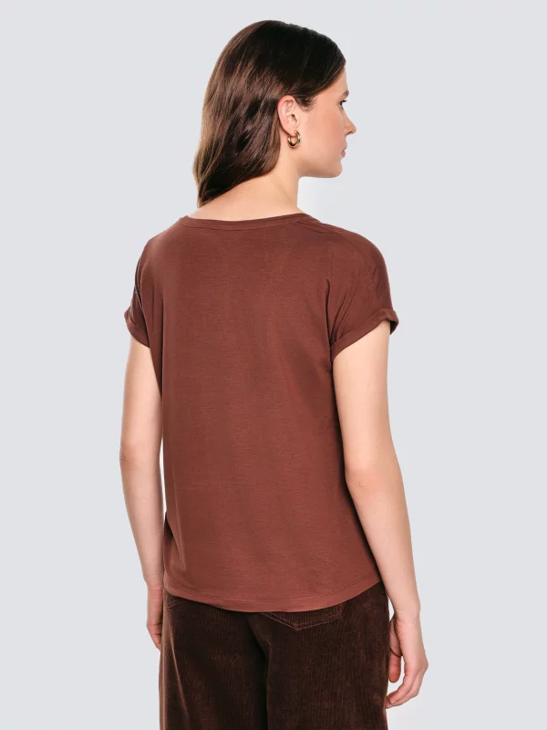 Koszulka damska o luźnym kroju brązowa Valeria 804