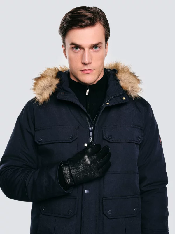 Rękawiczki męskie skórzane czarne Valery 906