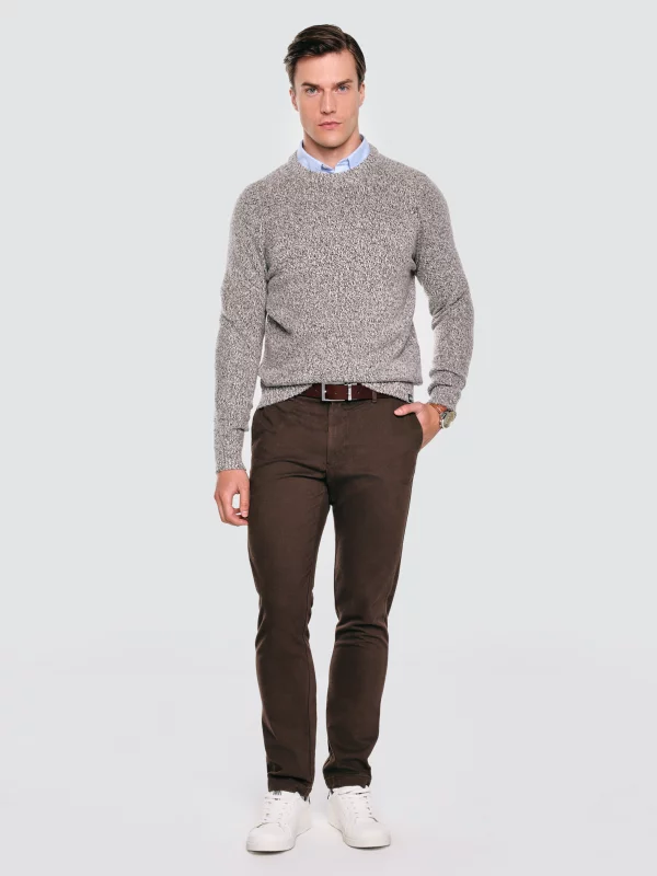 Sweter męski melanżowy brązowy Waltero 804